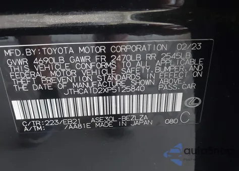 2023 Lexus Is 300 из США, поврежденный, VIN JTHCA1D2XP5125840